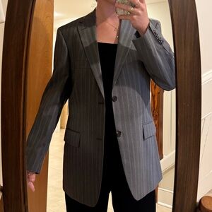 Boss Gray Pinstripe Single-Breasted Blazer